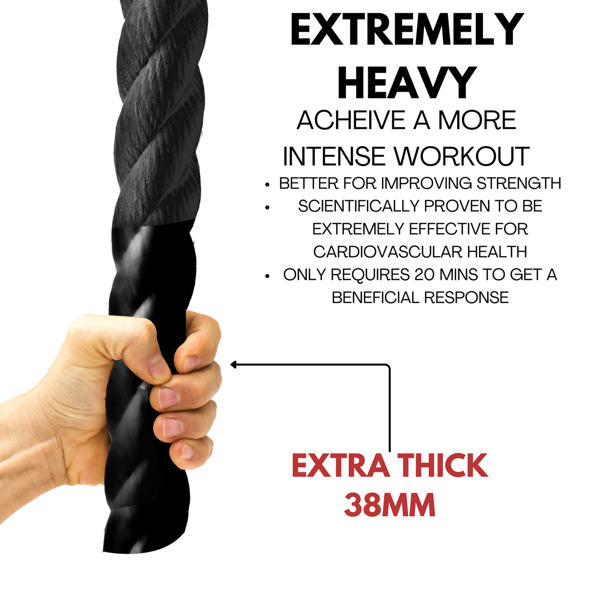 EXTRA Heavy Battle Rope With Wall Anchor