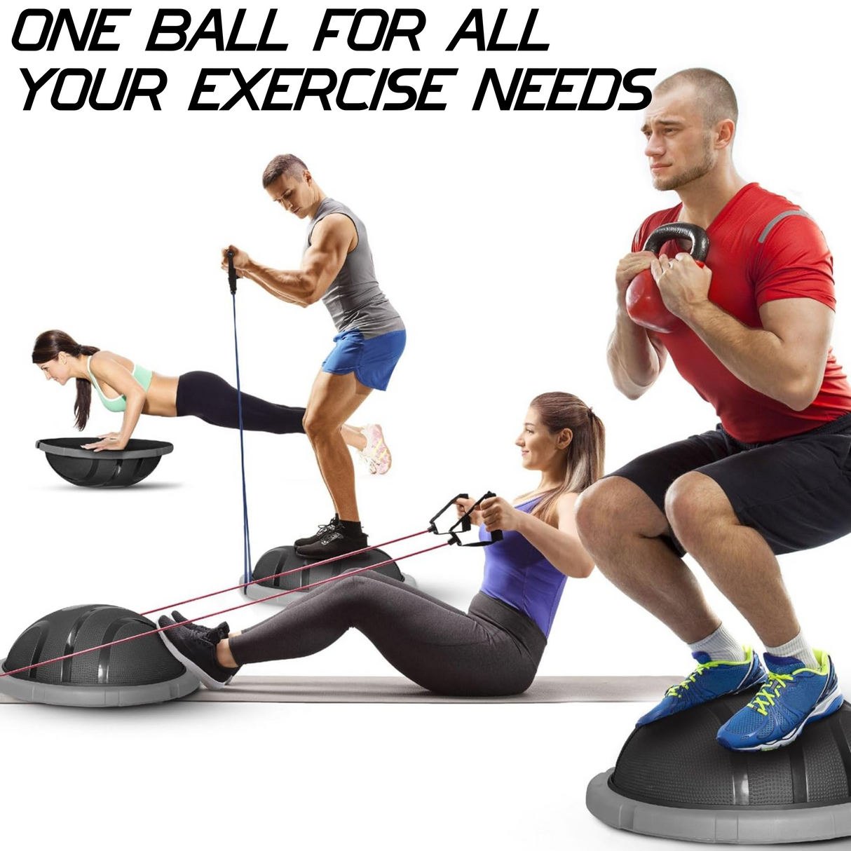 Half Ball Balance Trainer With Resistance Bands And Pump