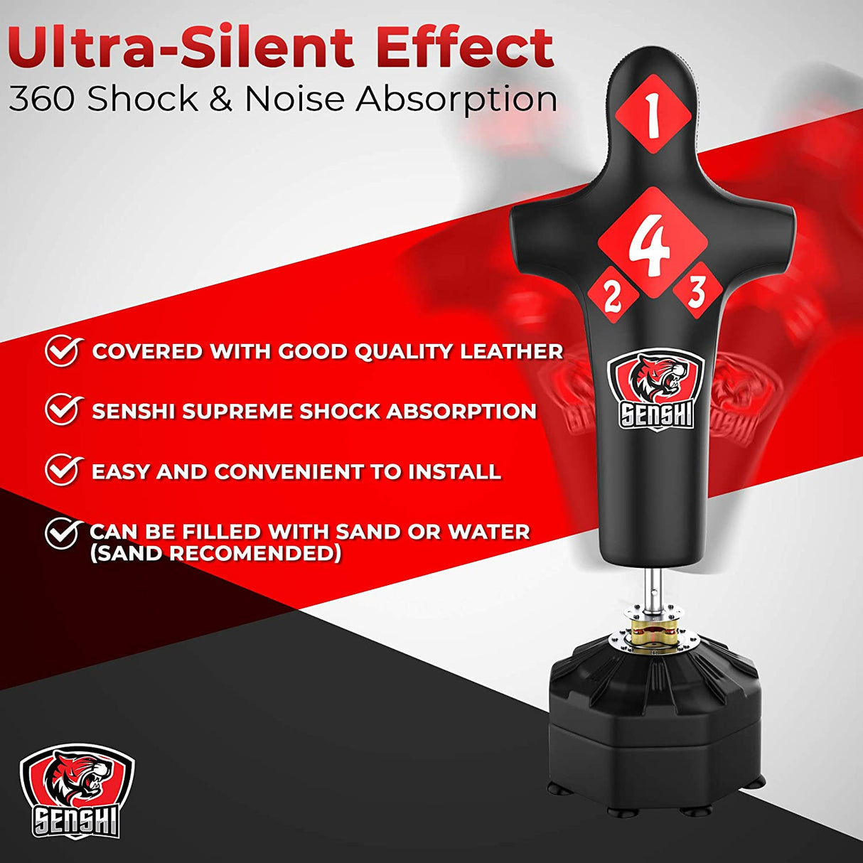 6ft Free Standing Torso Punch Bag With Low Kick Guard -