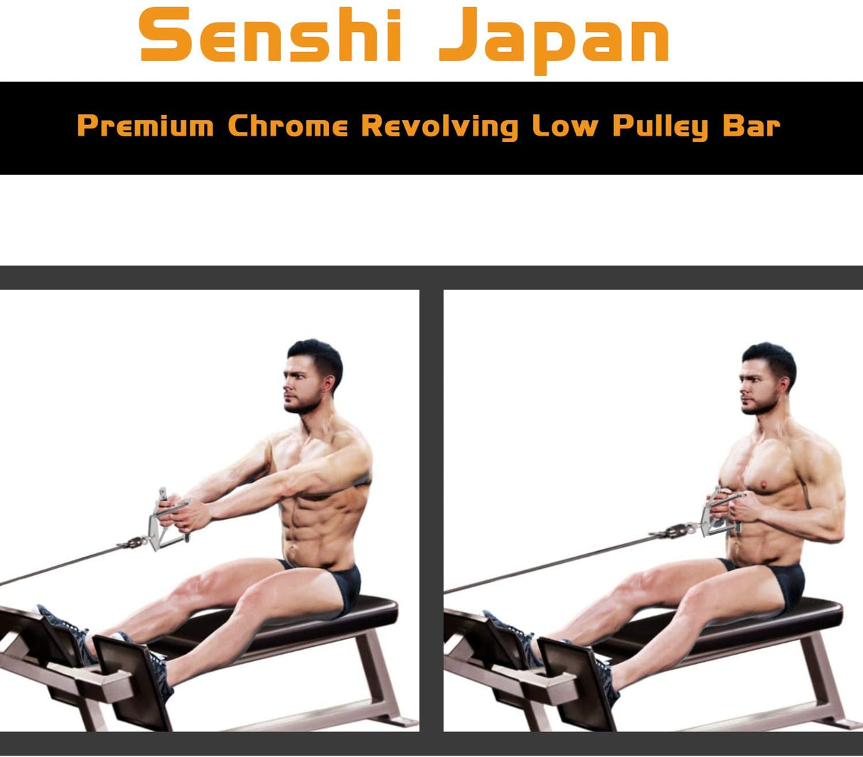 Chrome Revolving Rowing Handle For Cable Machines - Cable