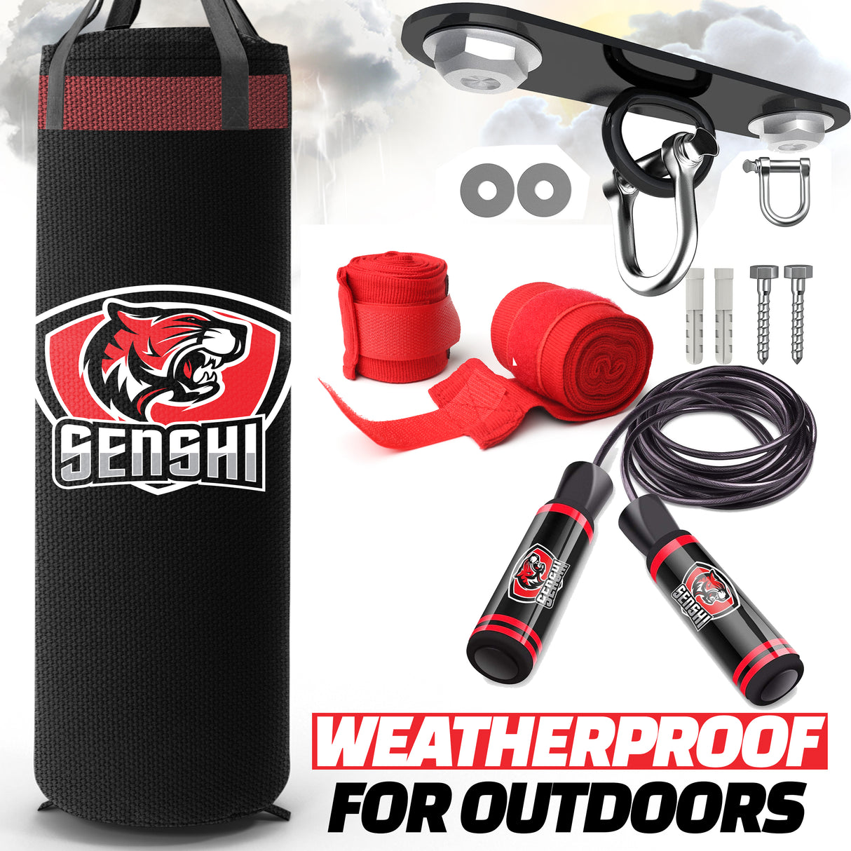 Outdoor Punch Bag - Weatherproof and Quiet Boxing Bag For Gardens, Gyms & Garages