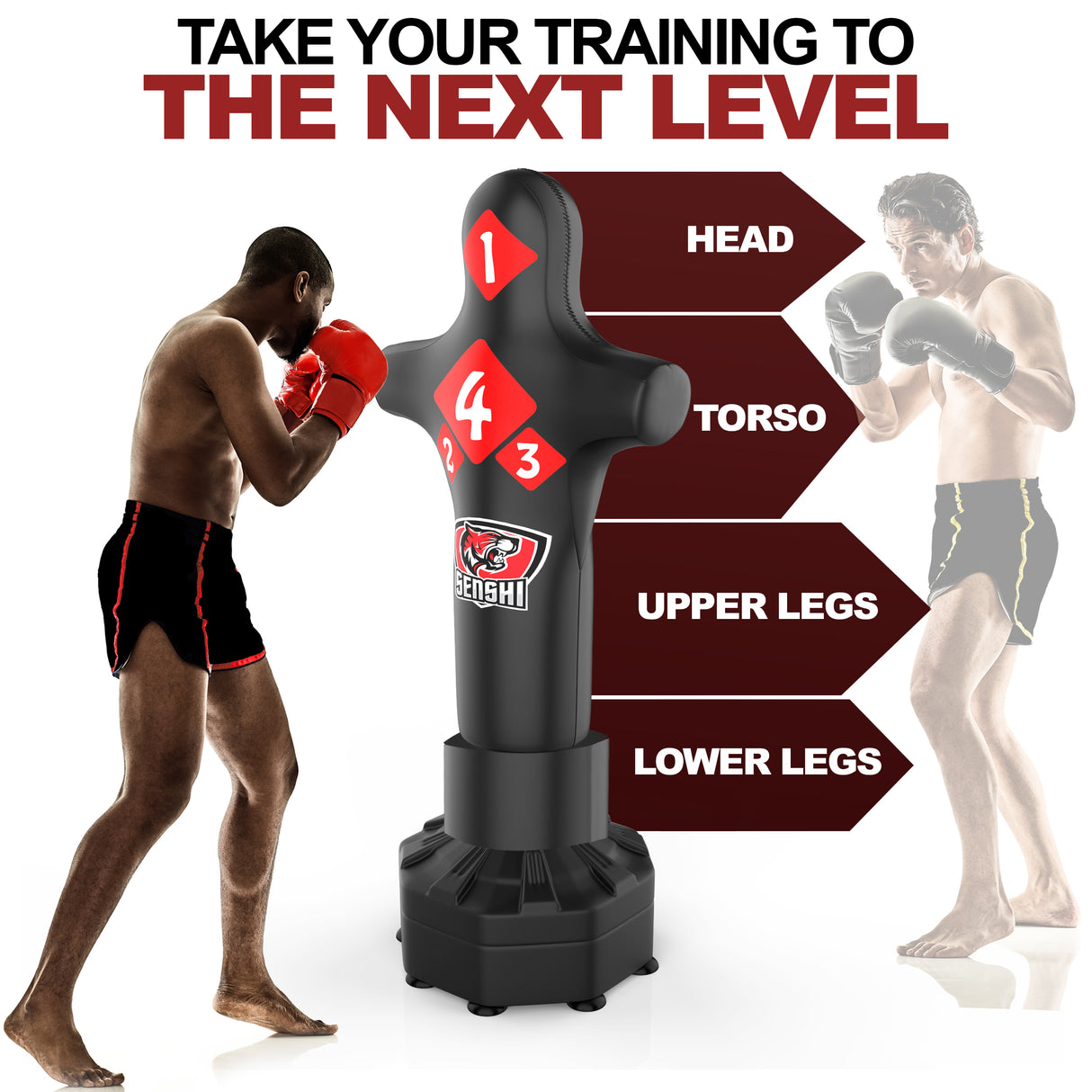 6ft Free Standing Torso Punch Bag With Low Kick Guard -