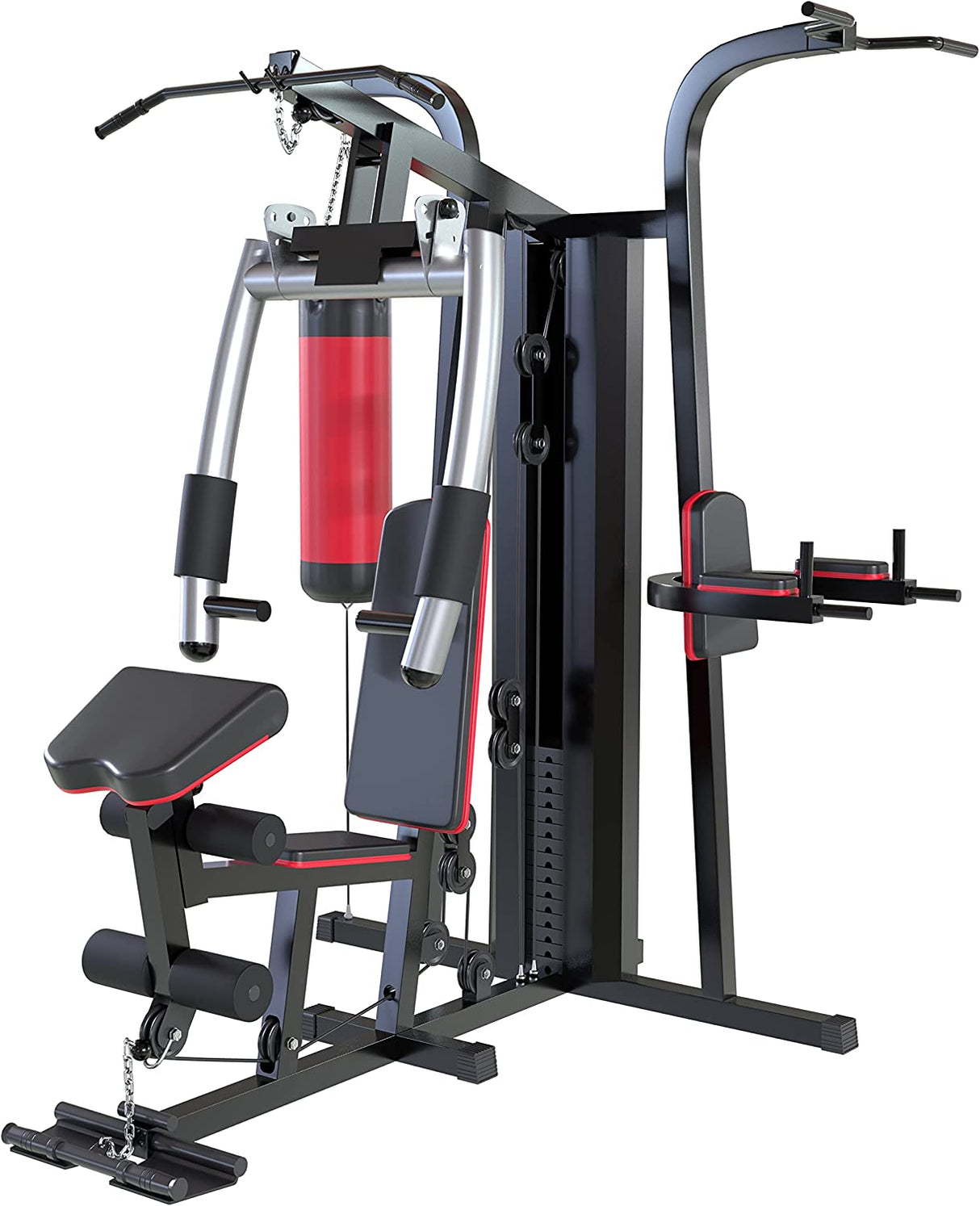 3-Stationen-198-kg-Multi-Gym-Kabelgerät für private und gewerbliche Fitnessstudios – Boxsack, Dip-Station, Latzug und vieles mehr inklusive!