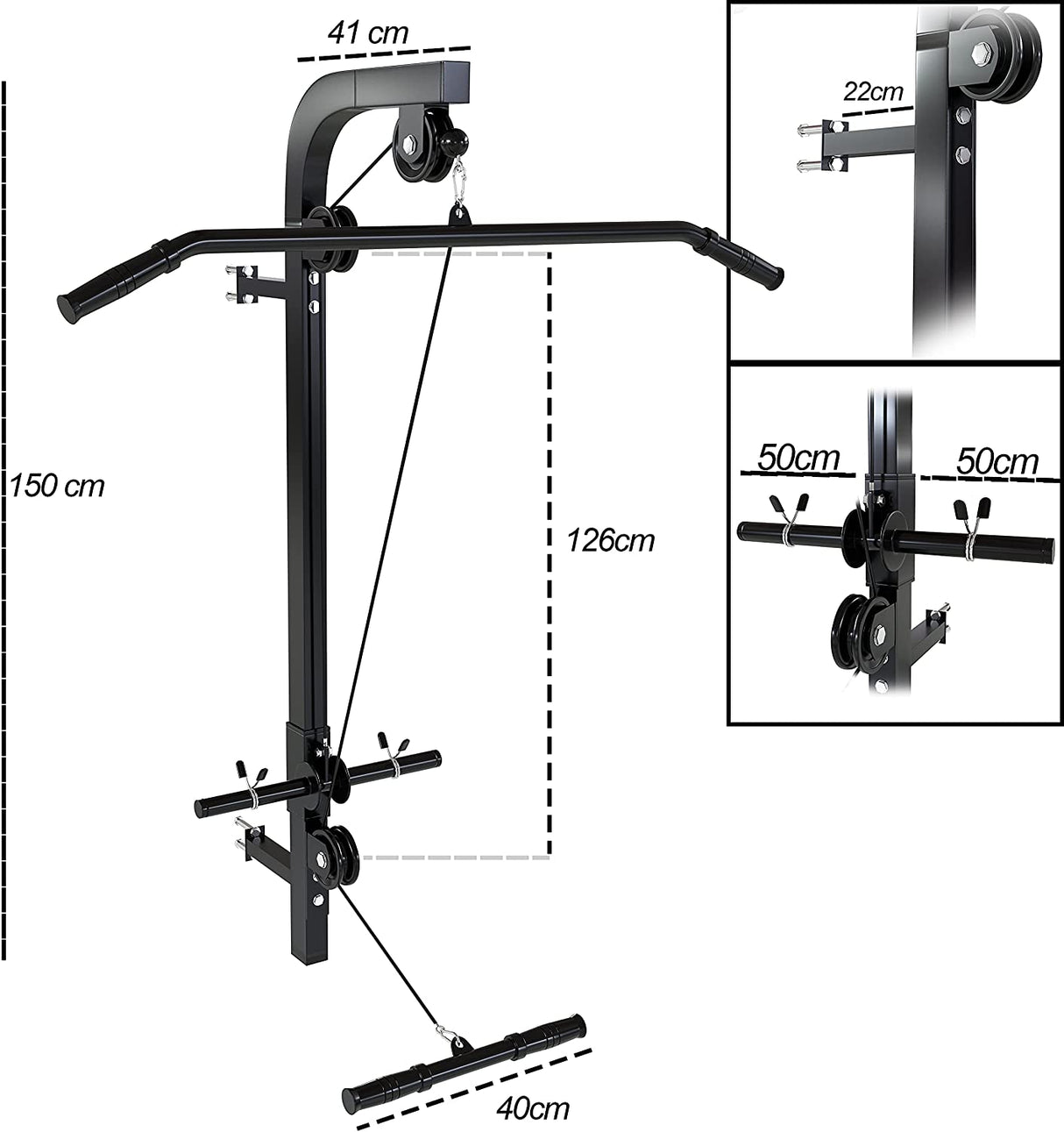 Wall Mounted Cable Machine Multi Gym - Fits Standard 1
