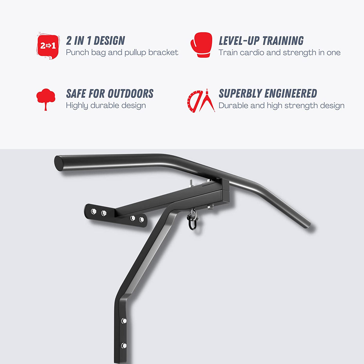 Soporte de montaje en pared para saco de boxeo con barra de dominadas