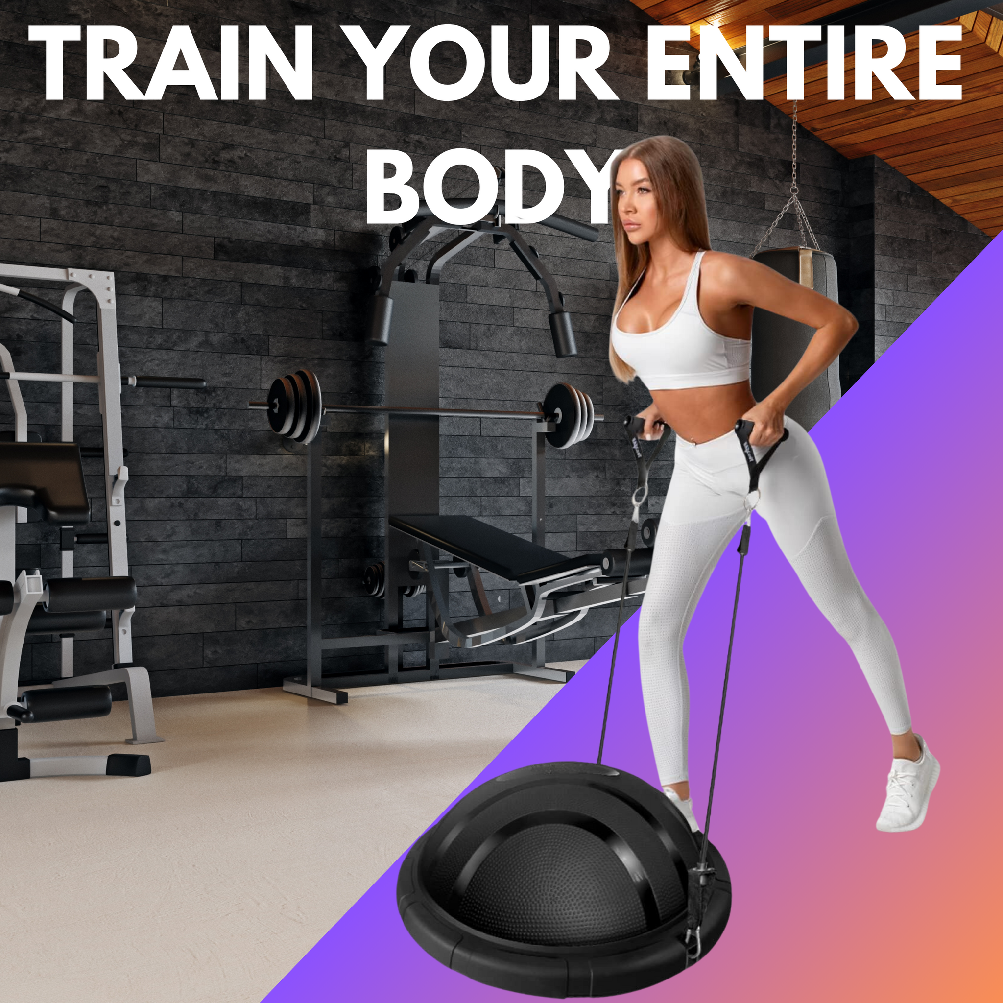 Half Ball Balance Trainer With Resistance Bands And Pump