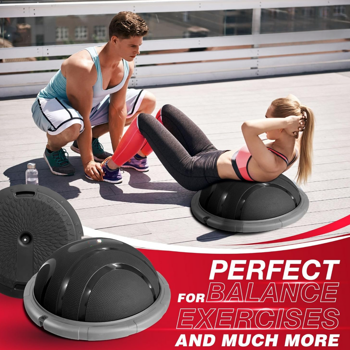 Half Ball Balance Trainer With Resistance Bands And Pump Senshi Japan