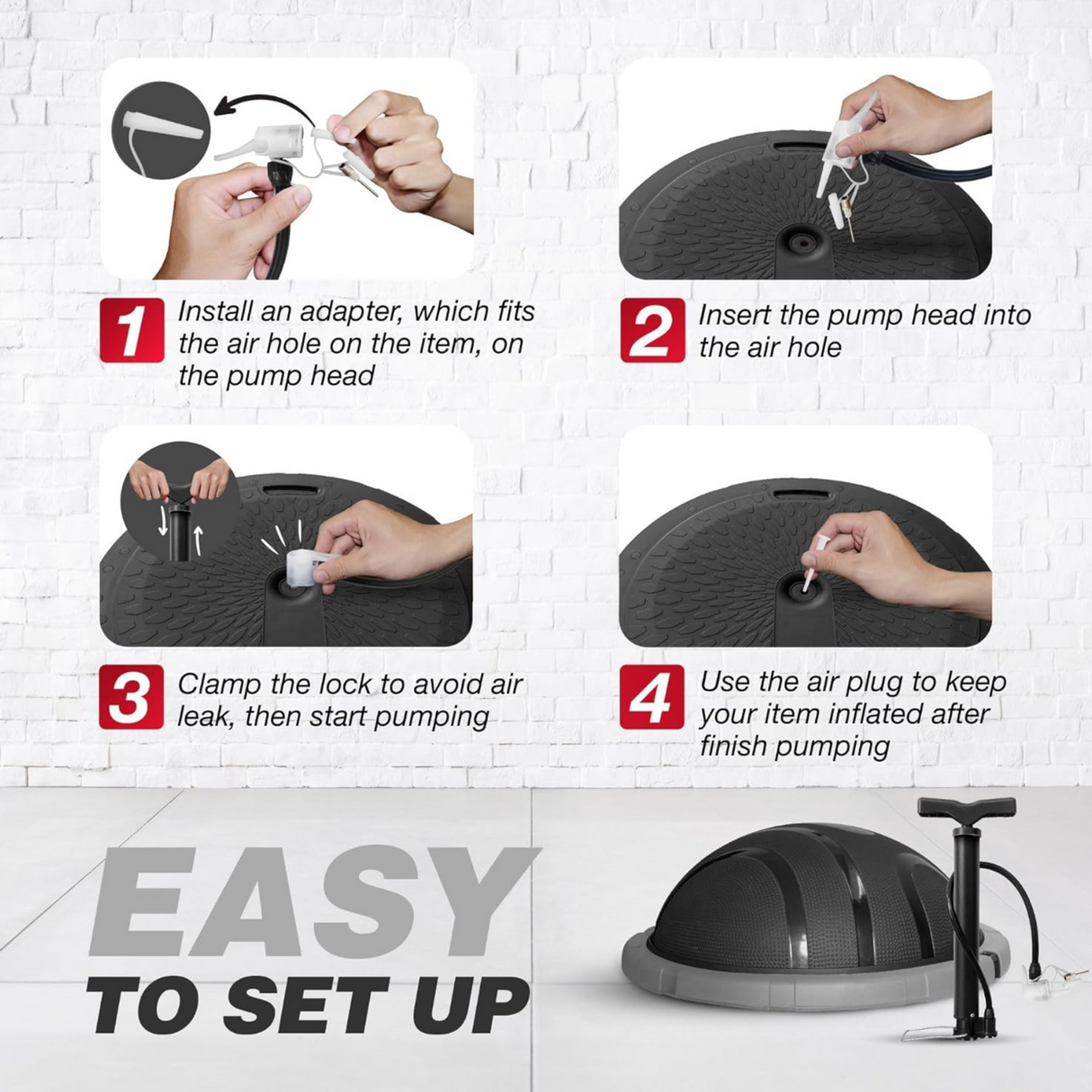 Half Ball Balance Trainer With Resistance Bands And Pump