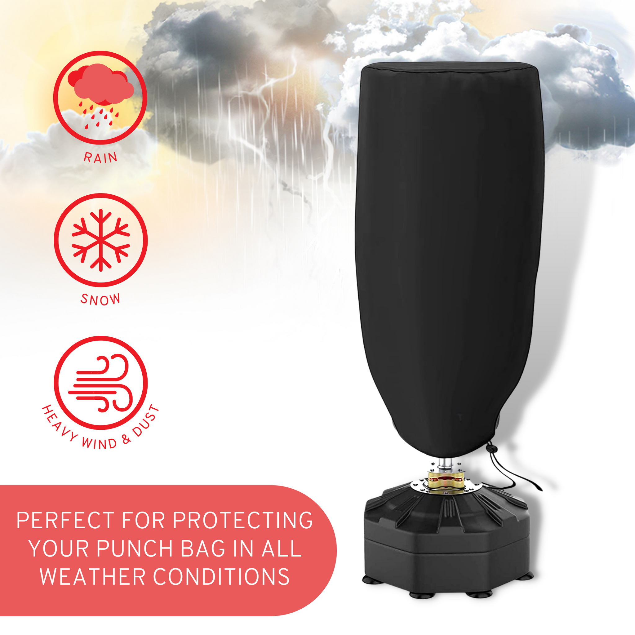Capa para saco de pancadas para ambientes externos – Chuva à prova de intempéries, neve, protetor UV para sacos de pancadas em pé e pendurados