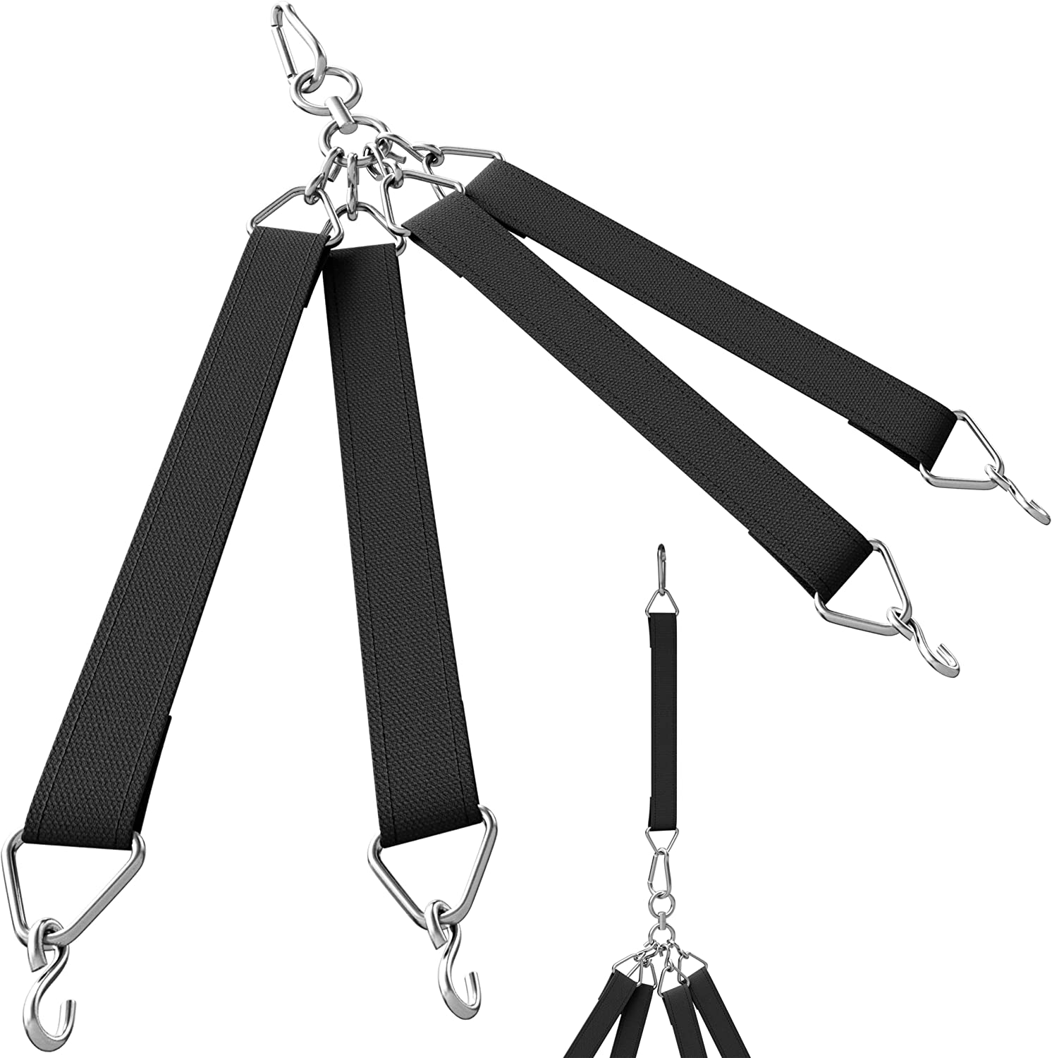 2 Cinghie Per Appendere Altalena, 24 Cm, Nylon Resistente, Kit Per Altalene Da Albero, Sacco Da Boxe, Amache - Grigio