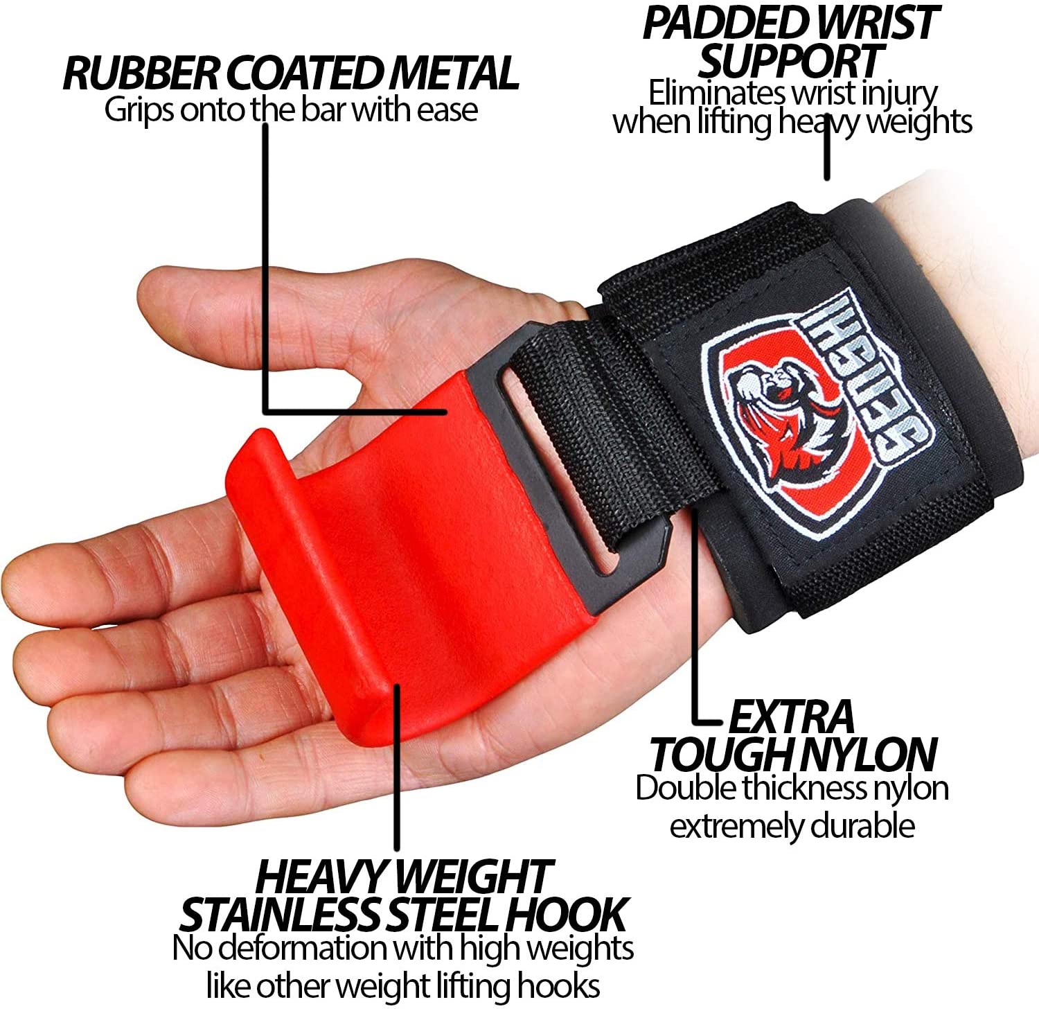 Weight lifting sales straps with hooks