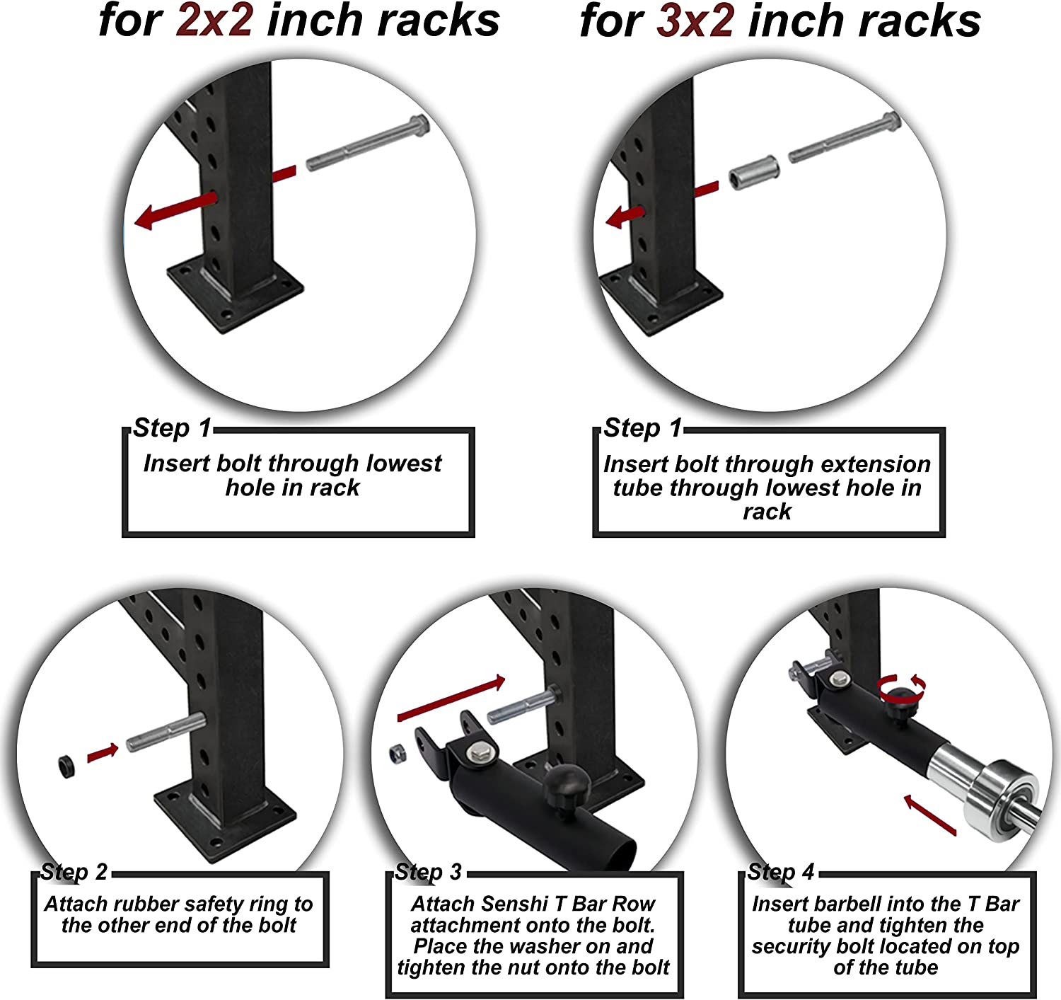 Fixation de rack à rangée de barres en T Landmine - Pour racks 3x2 et 2x2
