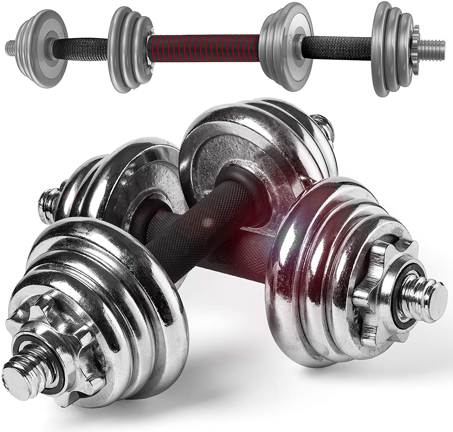 20 KG Cast Iron Dumbbell Set With Barbell Converter - 