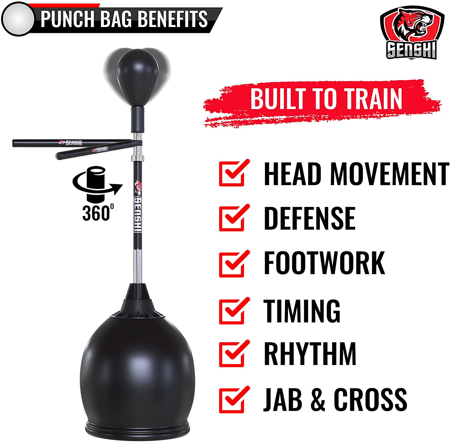 Freestanding punch bag speed ball with reflex bar