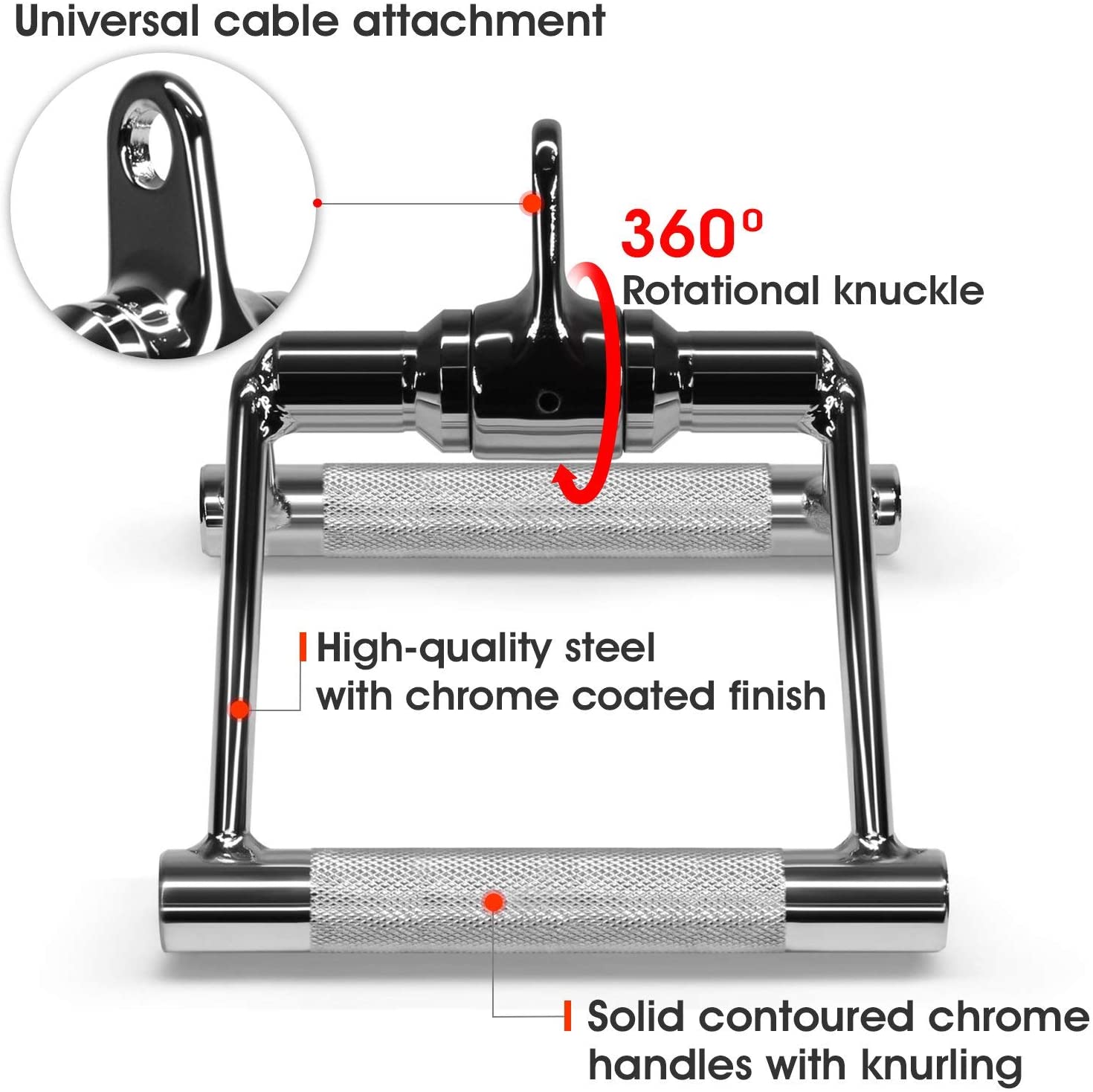 Chrome Revolving Rowing Handle For Cable Machines - Cable 