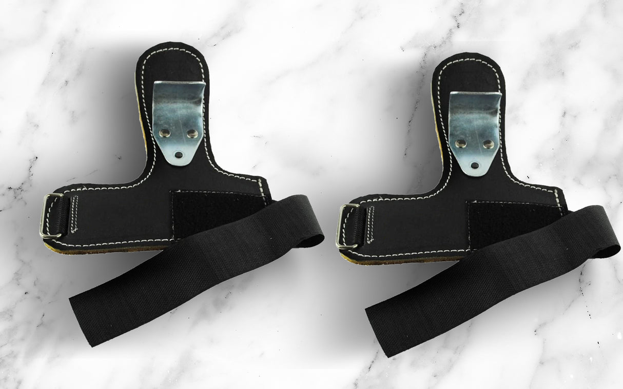 Ganci per sollevamento pesi in pelle, perfetti per stacchi, squat, lat pulldown, pull up