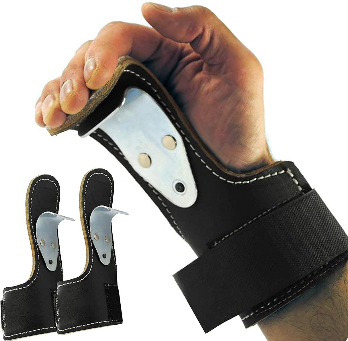 Ganci per sollevamento pesi in pelle, perfetti per stacchi, squat, lat pulldown, pull up