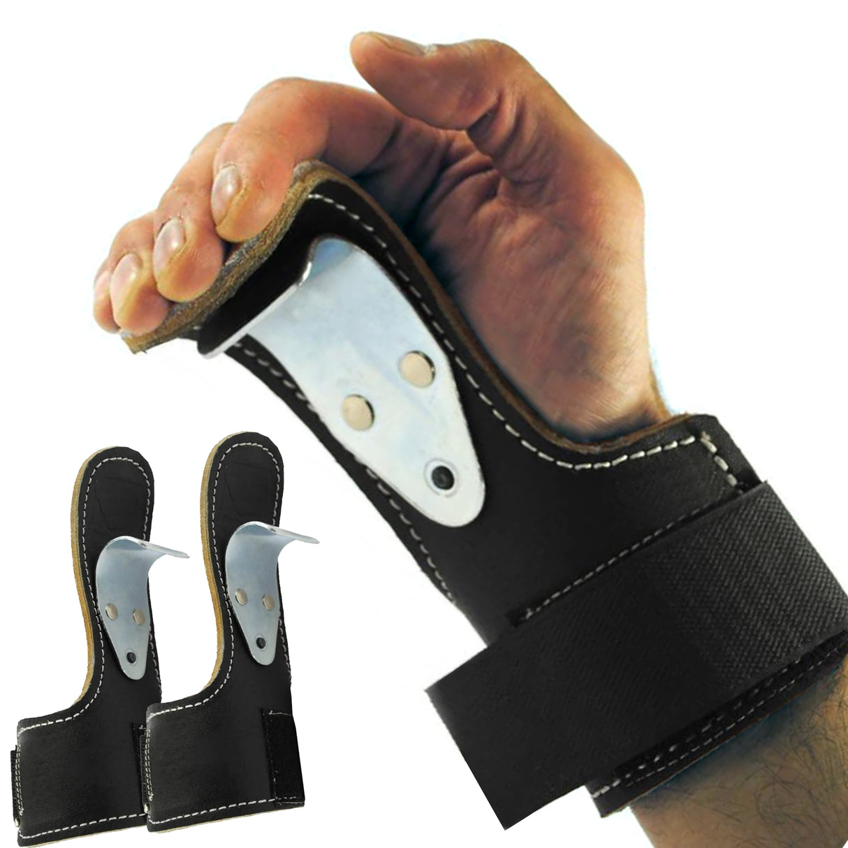 Ganci per sollevamento pesi in pelle, perfetti per stacchi, squat, lat pulldown, pull up