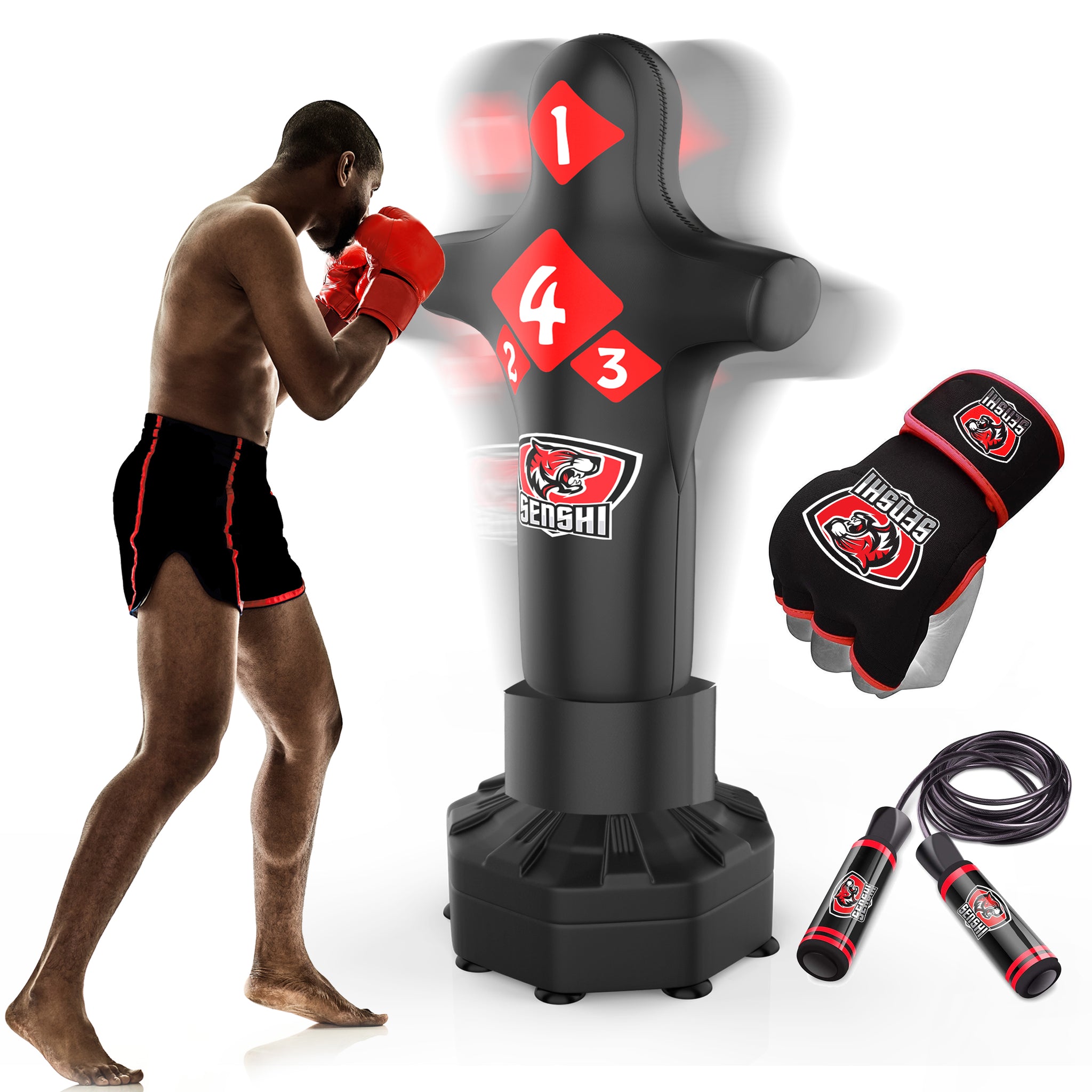 6ft Free Standing Torso Punch Bag With Low Kick Guard - 