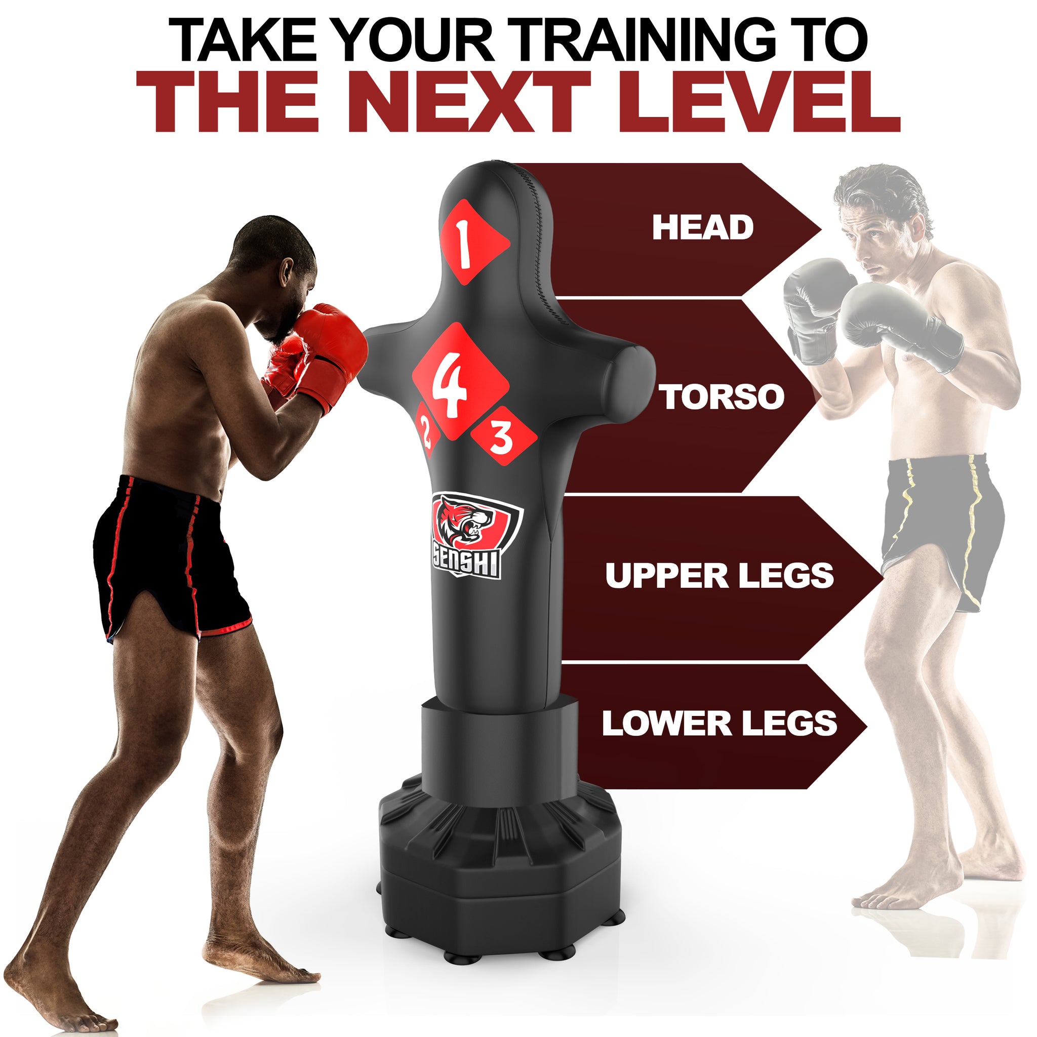 6ft Free Standing Torso Punch Bag With Low Kick Guard - 