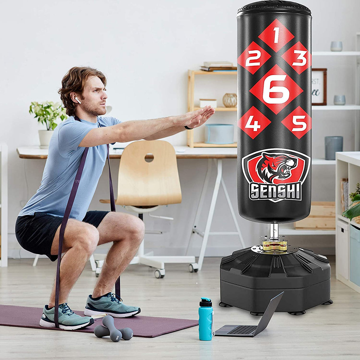 Sacco da boxe autoportante da 1,8 m con protezione anti-calcio bassa e copertura esterna