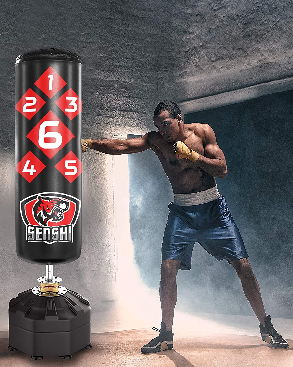 Sacco da boxe autoportante da 1,8 m con protezione anti-calcio bassa e copertura esterna