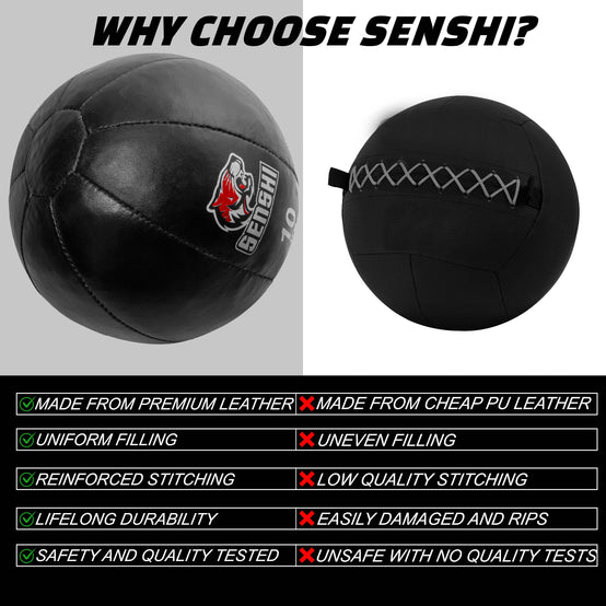Balón medicinal de 10 kg, balón de pared ponderado de cuero para núcleo, deportes y entrenamiento