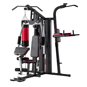 3 Station 198 KG Multi Gym Cable Machine For Home and Commercial Gyms - Punch bag, Dip station, Lat Pulldown and Many More Included!