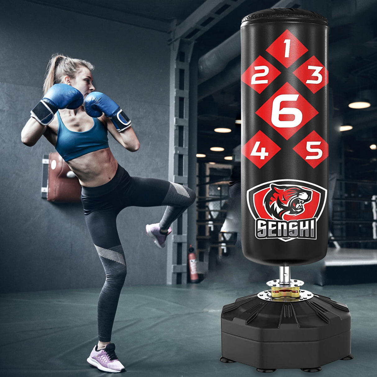 Sacco da boxe autoportante da 1,8 m con protezione anti-calcio bassa e copertura esterna
